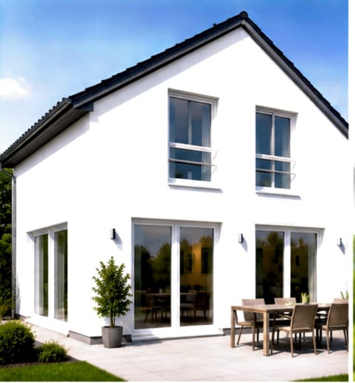 Haus mit weißen Fenstern